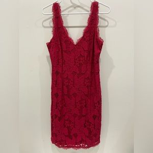 Adrianna Papell Red Lace Cocktail Dress 42